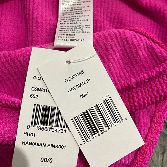 GOOD AMERICAN WOMEN’s CRINKLE GOOD WAIST BIKINI BOTTOM HAWAIIAN PINK Sz- 00/0 - Picture 5 of 6